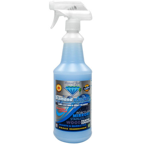 Made in the USA. Diamond Blue Repellent Wash Multi Surface. Cleans,Shine Best Cleaner for Glass, Granite, Countertops Wood & Stainless Steel. Direct from the Manufacturer 32oz Easy to use spray bottle