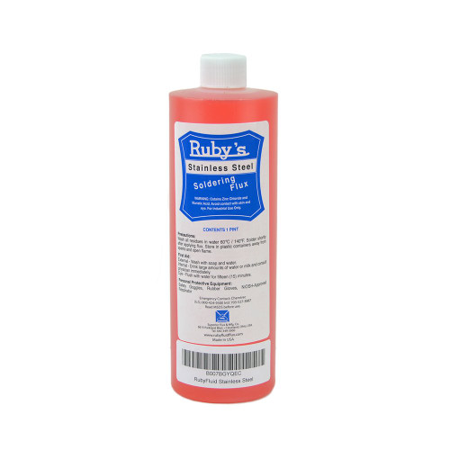Rubyfluid Stainless Steel Soldering Flux – 1 Pint Bottle | Industrial-Grade Acid Flux for Steel, Brass, Nickel & Hard-to-Solder Metals | Fast Acting, Strong Bond, Made in USA