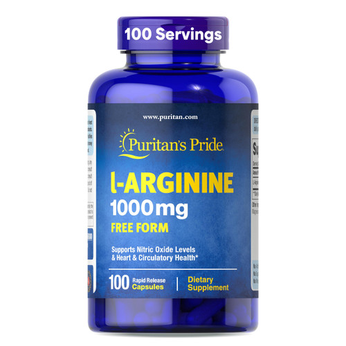 Puritan's Pride L-arginine 1000 Mg Capsules, 100 Count, White, (4332490165)
