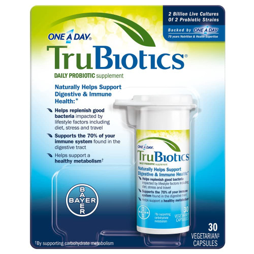 TruBiotics Daily Probiotic, 30 Capsules - Gluten Free, Soy Free Digestive + Immune Health Support Supplement for Men and Women