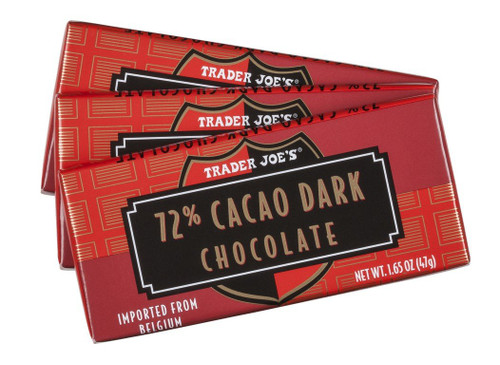 Trader Joe's 72% Cacao Belgian Dark Chocolate Bars (1 Pack of 3)