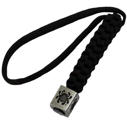 Spyderco Square Pewter Bead with black Paracord Lanyard