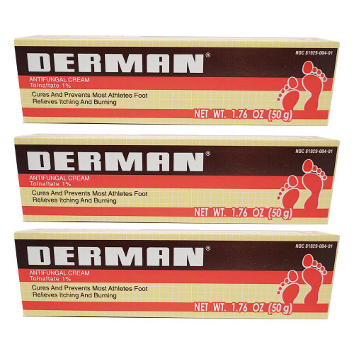 Derman Antifungal Cream for The Treatment of Athlete's Foot 1.76 oz. (3-Pack)