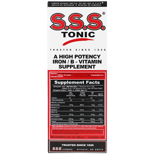 S.S.S. Tonic, Iron and Vitamin B Supplement, High Potency Vitamins, Bottle, 10 Fl Oz - 3 Pack
