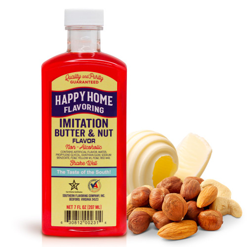 Happy Home Imitation Butter & Nut Flavoring, Non-Alcoholic, Certified Kosher, 7 oz.