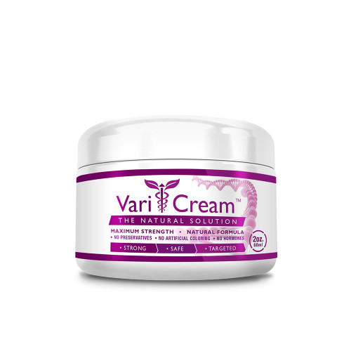 VariCream - Varicose & Spider Veins Cream - Tocopherol Acetate, Butcher's Broom, Witch Hazel - 1 Jar - 2 Oz. - Vegan