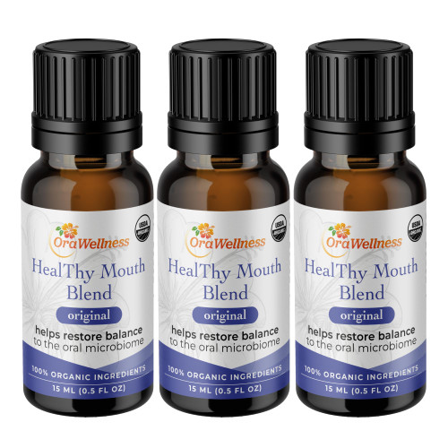 OraWellness Healthy Mouth Blend Organic Tooth Oil, Flouride Free Made in The USA Toothpaste & Mouthwash Alternative, Natural Rinse for Healthy Teeth & Gums for Women, Men and Kids, Pack of 3