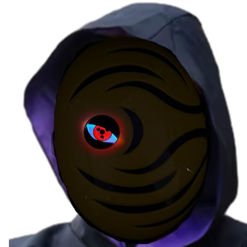 Funjoyz Halloween Obitoos Mask, LED Tobiis Uchihaas Akatsukiis Generic Costume Mask for Women Men Halloween Carnival Christmas New Year Fancy Dress