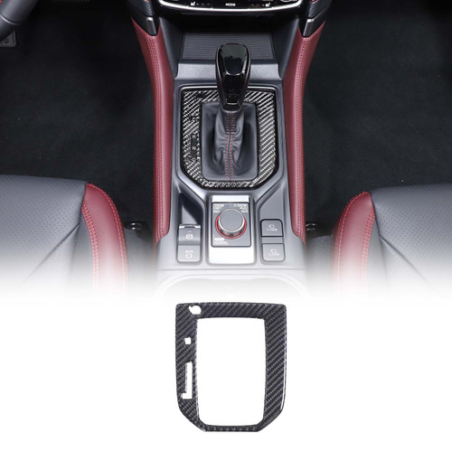 Soft Carbon Fiber Gear Shift Panel Trim Cover Compatible with Subaru Forester 2024, Gear Shifter Console Anti-Scratch Decoration Sticker Accessories (Black)
