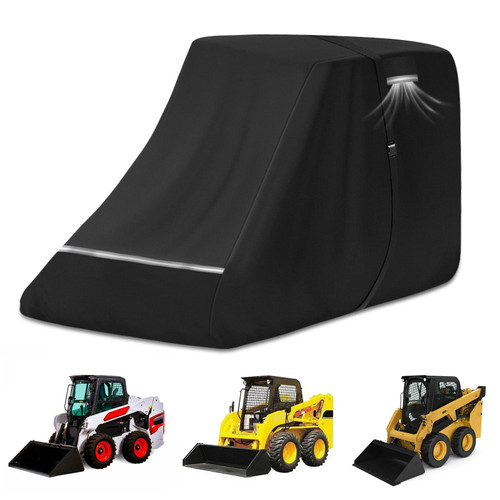 800D Skid Steer Cover Waterproof Heavy Duty, Windproof UV Protection Track Loader Cover Compatible with Bobcat, John Deere, Kubota, Caterpillar, Case, New Holland, JCB, 148 * 75 * 80 inch