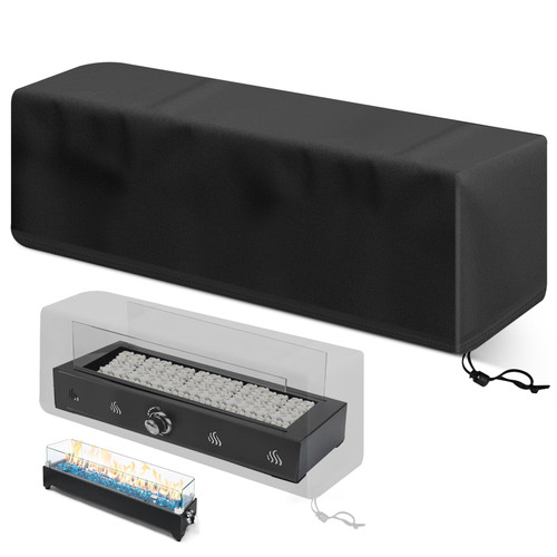 Outdoor Fire Pit Cover Rectangular (Black, 28-in)