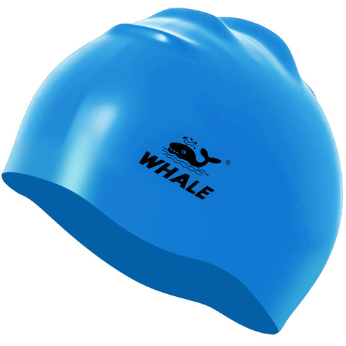 Whale Silicone Swim Cap - Waterproof, Non-Slip, High Elasticity - Keeps Hair Dry, Perfect for Men and Women,Large Swimming Cap (Blue)