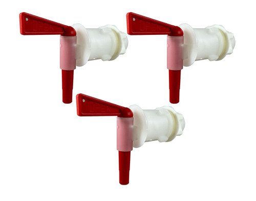 5 Gallon Bucket Spigot Kit, 3-Pack, Red and White, Easy Installation with Gaskets and Nut, for Homebrewing, Bottling, Fermenting