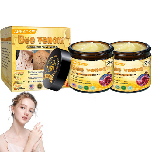 APKAPK Bee Venom Comprehensive Cream, Professional bee venom cream for Removing and Repair, APKAPK Bee Venom Skin Treatment Cream, Natural Serum Suitable for All Skin Types (2 Pack)