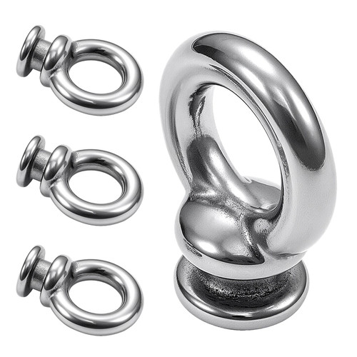 ProSSS 4 Pack Boat Fender Clips – Stainless Steel Boat Bumper Clips for 0.38–0.42" Eye, Fit 1.5" Base Plate, Quick Release Marine Fender Hangers for Pontoon, Yacht, Sailboat (Silver)