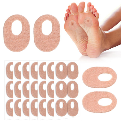 48pcs Callus Pads Soft Oval Shape Corn Pads Felt Callus Cushions Adhesive Corn Protectors Metatarsal Corns Cushion Self-Stick Foot Care Pad for Men Women Feet Toes Pain Relief Bunions
