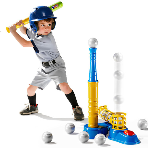 DULONIME T Ball Sets for Kids 3-5, Baseball T-Ball Set with 10 Balls, Outdoor Sport Toy Games for 3-12 Year Old Boys Girls Toddlers, Training Batting Tee for Backyard and Lawn Play
