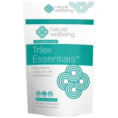 Natural Wellbeing Trilex Essentials for Cold Sores - with Lysine, St. John's Wort (Hypericin) for Smooth and Healthy Lips - Herbal Supplement 90 Veg caps