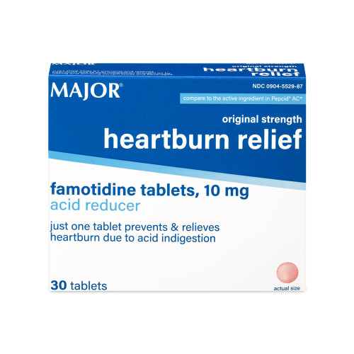 MAJOR Original Strength Heartburn Relief - Famotidine Tablets, 10 mg - Acid Reducer - 30 Tablets