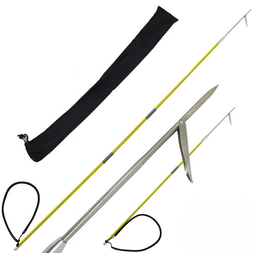 Scuba Choice 6ft Travel Spearfishing 3-Piece Pole Spear with 1 Prong Single Barb Stainless Steel Tip, Adjustable to 4ft or 5ft – Compact Ice Fishing Gear with Carry Bag for Easy Transport
