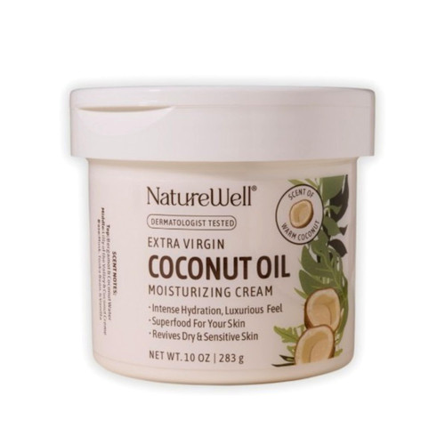 NATURE WELL Hydrate & Soften Coconut Oil Moisturizing Cream for Face, Body, & Hands, Non-Greasy, Intense Hydration & Luxurious Feel, Revives Dry & Sensitive Skin, 10 Oz NATURE WELL Hydrate & Soften Coconut Oil Moisturizing Cream for Face, Body, & Hands, Non-Greasy, Intense Hydration & Luxurious Feel, Revives Dry & Sensitive Skin, 10 Oz