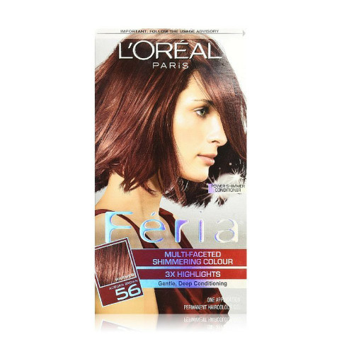 L'Oreal Feria Permanent Haircolour Gel 56 Brilliant Bordeaux - Auburn Brown (Pack of 2)