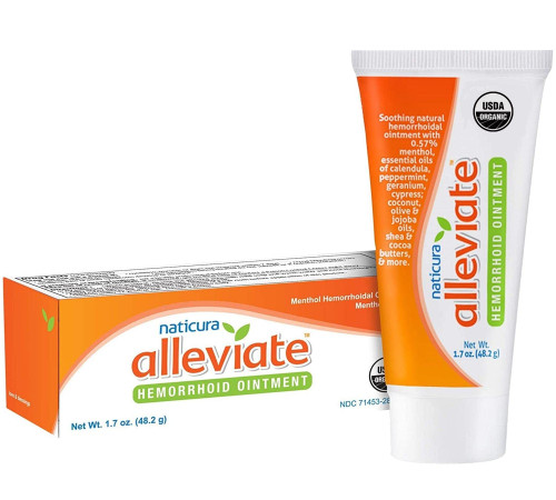 Naticura Alleviate Hemorrhoid Treatment Ointment - 100% Natural Fast-Acting Cream to Relieve Discomfort - Calms and Soothes Burning, Itching, Bleeding Fissures and Swelling