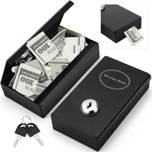 Reallnaive 1 Pack Metal Box for Gamblers Pocket Sized Winner Bank Casino Cash Box with 2 Keys Portable Casino Money Safe strongbox for Cash Saving Go Home Money Gifts(Black) Reallnaive 1 Pack Metal Box for Gamblers Pocket Sized Winner Bank Casino Cash Box with 2 Keys Portable Casino Money Safe strongbox for Cash Saving Go Home Money Gifts(Black)