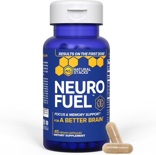 NATURAL STACKS NeuroFuel Nootropic Brain Support Supplement with Artichoke Leaf Extract & L-Carnitine Supplement for Focus and Memory* - 45 Focus Pills