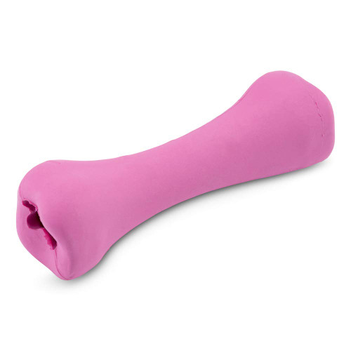 Beco Rubber Bone, Tough Treat Dispensing Dog Chew Toy, Pink, Small