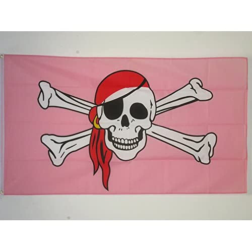 AZ FLAG - Pink Pirate Flag Red Bandana Flag - 3x5 Ft - 100D Polyester Pirates Banner with Two Metal Grommets - Fade Resistant - Vivid Colors - 3' x 5' Feet - 150x90 Cm
