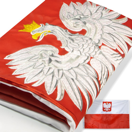 Anley EverStrong Series Poland State Ensign Flag 3x5 Foot Heavy Duty - Embroidered and Sewn Stripes - 4 Rows of Lock Stitching - Polish Eagle Flags with Brass Grommets 3 X 5 Ft Anley EverStrong Series Poland State Ensign Flag 3x5 Foot Heavy Duty - Embroidered and Sewn Stripes - 4 Rows of Lock Stitching - Polish Eagle Flags with Brass Grommets 3 X 5 Ft