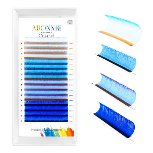 Colored Lash Extensions, 16 Rows Cashmere lash extensions, 0.07 D Curl Lash Extensions, 14mm Classic Lash Extensions, Single Lash Extensions for Professional(0.07-D-Blue Ombret 14mm) Colored Lash Extensions, 16 Rows Cashmere lash extensions, 0.07 D Curl Lash Extensions, 14mm Classic Lash Extensions, Single Lash Extensions for Professional(0.07-D-Blue Ombret 14mm)