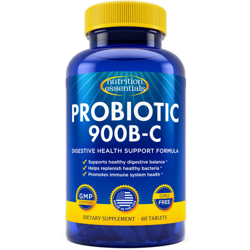 Nutrition Essentials Probiotics for Women and Men - with Lactase Enzyme and Prebiotic Fiber for Digestive Health - 80 Percent + More Potent Supplement for Gut Health Support - Vegan Formula