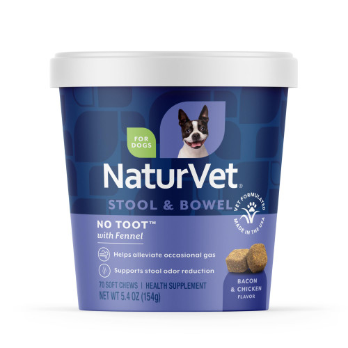 NaturVet – No Toot Gas Aid For Dogs Plus Fennel – 70 Soft Chews | Alleviates Intestinal Gas | Helps Reduce Stool & Urine Odors | 30 Day Supply