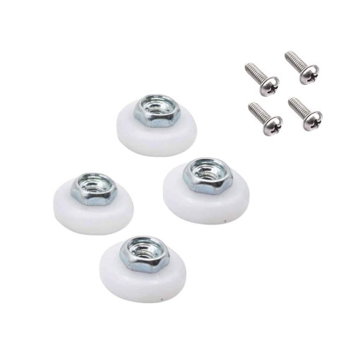 4-Pack Sliding Shower Door and Tub Rollers, 3/4 inch Roller Diameter, for The Replacement of Sliding Glass Shower Door Rollers Runners Wheels, Ultra Quiet Ball Bearing, Threaded Hex Hub