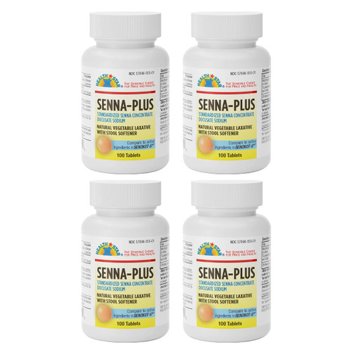 GeriCare Senna Plus Natural Vegetable Laxative with Stool Softener, Docusate Sodium 50mg, Sennosides 8.6mg 100 Count (Pack of 4)