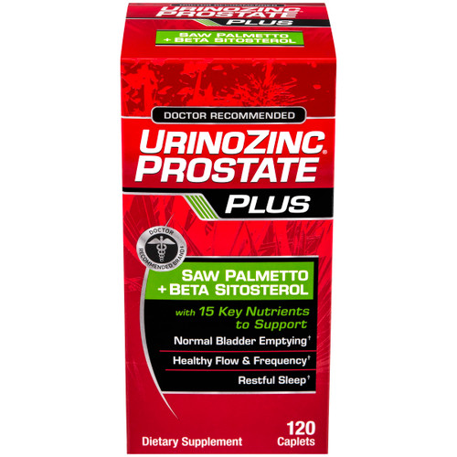 Urinozinc Prostate Plus, Saw Palmetto & Beta Sitosterol Supplement for Men, Reduce Frequent Urination (2 Month Supply, 120 Count)