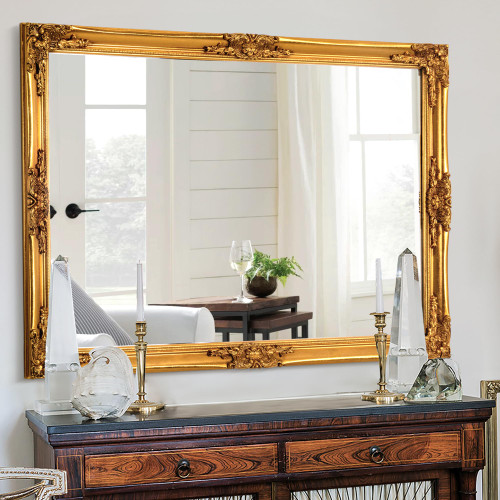 Chende Large Gold Foil Wall Mirror 28" x40", Antique Baroque Mirror with Ornate Frame, Gold Vintage Mirror for Wall Living Room, Fireplace, Bathroom, Hanging Vertically or Horizontally Chende Large Gold Foil Wall Mirror 28" x40", Antique Baroque Mirror with Ornate Frame, Gold Vintage Mirror for Wall Living Room, Fireplace, Bathroom, Hanging Vertically or Horizontally