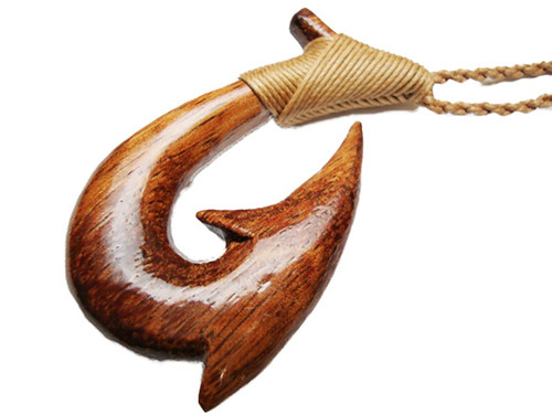 Hand Carved Natural Hawaii Koa Wood Fish Hook Fishhook/Hei Matau Pendant Artistically Knotted w/Adjustable Brown Hemp Cord Necklace/Choker - Hawaiian/Polynesian Maori/New Zealand Style Hand Carved Natural Hawaii Koa Wood Fish Hook Fishhook/Hei Matau Pendant Artistically Knotted w/Adjustable Brown Hemp Cord Necklace/Choker - Hawaiian/Polynesian Maori/New Zealand Style