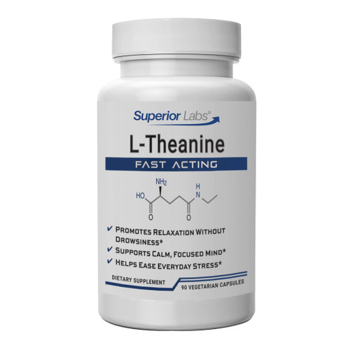 Superior Labs L-Theanine 250 mg Capsules, Non-GMO, Promotes Non Drowsy Relaxation & Helps Ease Everyday Stress, Supports Healthy Sleep, Promotes a Focused Mind, High Absorption, 90 Veg Caps
