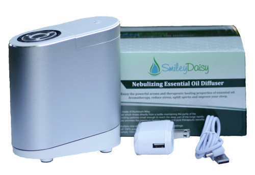 Smiley Daisy Nebulizing Oil Diffuser - Variety Timer Settings -Aluminum Base with Empty Bottle