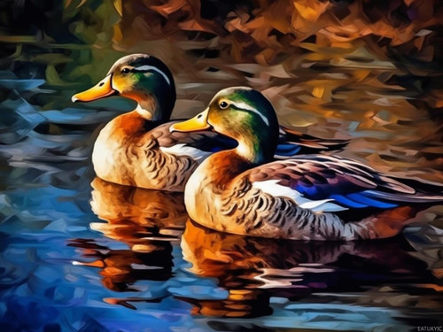 EATUKYIC Mallard Diamond Art Painting Mallard and Water Duck on Lake Animals Wildlife Kit for Adults Diamond Art Painting by Number Kits Gem Art Wall Home Decor 12x16inch