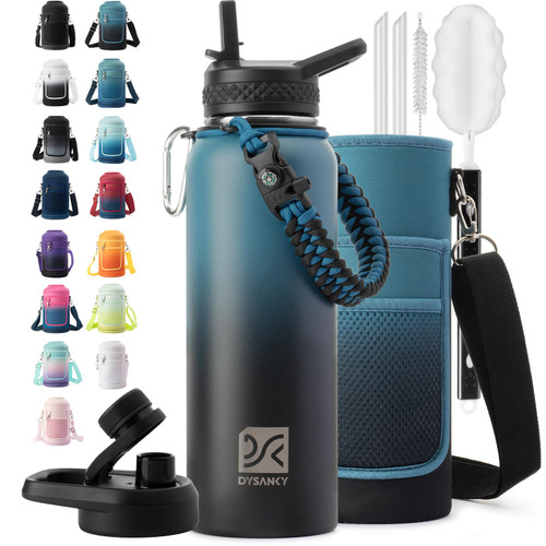 DYSANKY 40 oz Insulated Water Bottle | Thickened Stainless Steel Vacuum Metal | Portable Sports Water Jug for Gym and Hiking with Straw, Carrier Bag, Handle Strap | BPA-Free 40 oz
