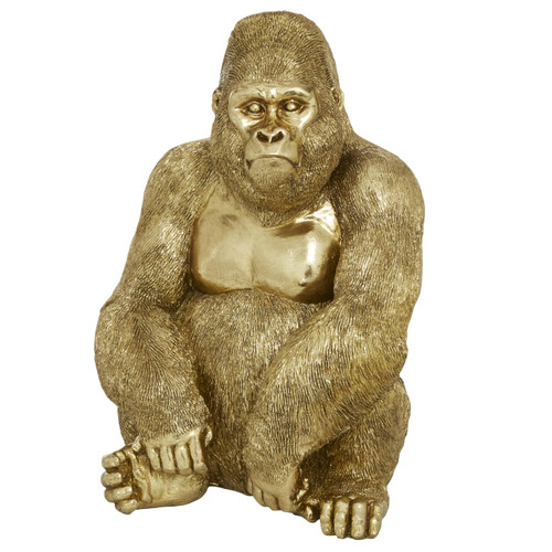 Deco 79 Polystone Gorilla Decorative Sculpture Home Decor Statue, Accent Figurine 11" x 9" x 15", Gold Deco 79 Polystone Gorilla Decorative Sculpture Home Decor Statue, Accent Figurine 11" x 9" x 15", Gold