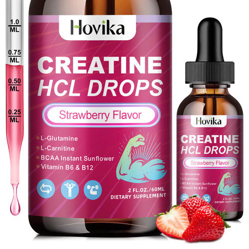 Creatine HCL Liquid Drops for Men & Women, Creatine Hydrochloride with L-Carnitine, L-Glutamine, BCAA, Vitamin B12 & B6 for Muscle Growth, Promote Energy & Recovery-Vegan, Strawberry Flavor, 2 Fl Oz Creatine HCL Liquid Drops for Men & Women, Creatine Hydrochloride with L-Carnitine, L-Glutamine, BCAA, Vitamin B12 & B6 for Muscle Growth, Promote Energy & Recovery-Vegan, Strawberry Flavor, 2 Fl Oz