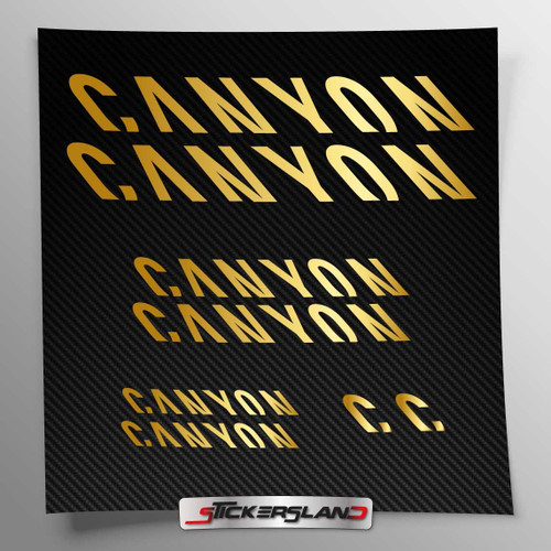 Sticker Kit Compatible with Canyon MTB Mountain Bike Frame and Helmet | Decals Sticker Decals Bike Logos | Stickersland® (Shiny Gold Metallic)