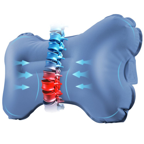 Mixtrend Travel Lumbar Pillow Inflatable Lumbar Support Pillow with Memory Foam, Back Support Pillow for Airplane Long Flight, Essential Travel Support Pillow for Women Men Kids（Mist Blue）