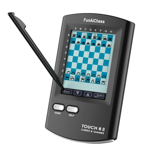 FunAiChess Handheld Electronic Chess Board 8 in 1 Touch Chess Computer Game Ai Chess Up Smart Electronic Chess Set for Adults, Kids,and Beginners Learn and Travel with Stylus Large LCD Display Gift