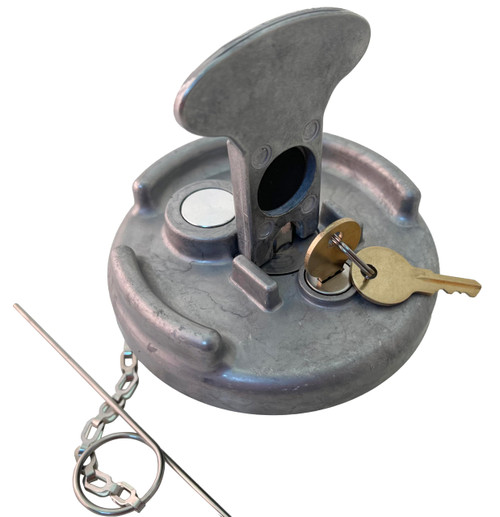 Reganpole Locking Diesel Fuel Cap fit for Peterbilt 379 389 579 4"Lever Style Semi Trucks fuel caps Gas Tank caps Replace 11-04859-100 572.1015 600212 (Silver)